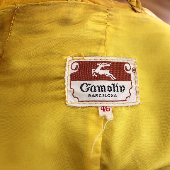 1960s vintage  manteau cuir jaune clouté yellow leather studded  jacket coat - Picture 16 of 16